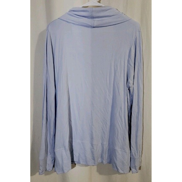 Green Tea Soft & Yummy Cowl Neck Top Women's XL Ice Blue Long Sleeve Pullover - Picture 7 of 9